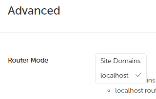 Selecciona Site Domains o Localhost.